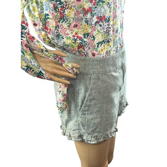 LOFT Womens 4' Linen Blend Ruffle Trim Shorts Size 2 Sage Green Sloanie - Picture 7 of 9